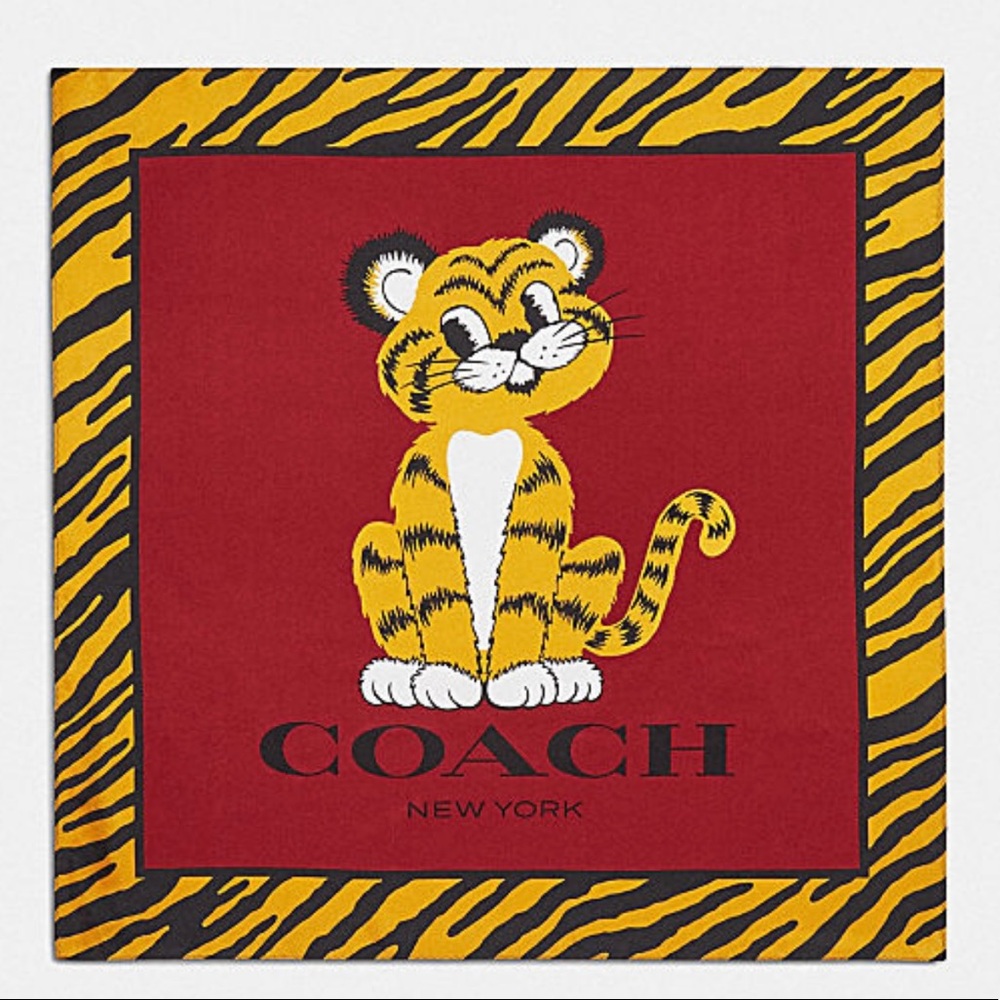 Coach Lunar New Year Tiger Print Silk Bandana